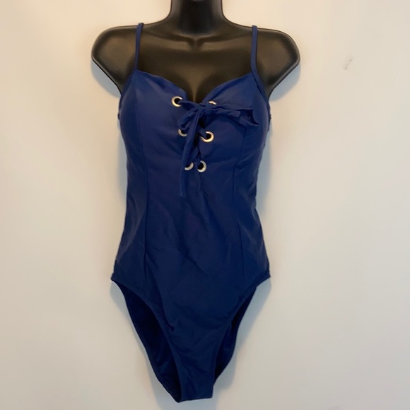 Time And Tru Blue One Piece Swimsuit Size (16-18) - Picture 1 of 4